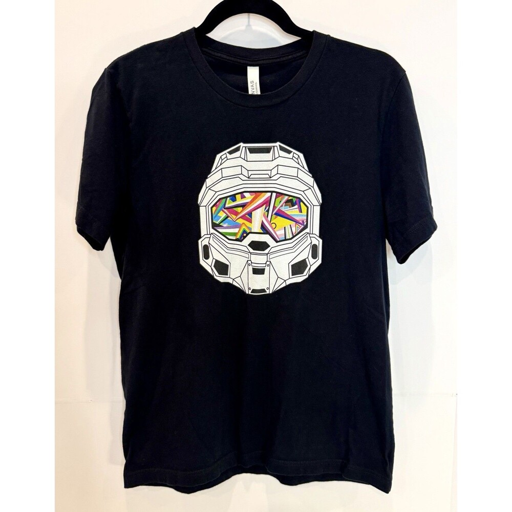Halo Master Chief Helmet Graphic T-Shirt Black Adult Medium M Xbox Gaming Tee